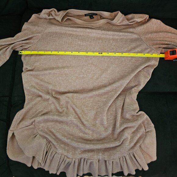 Signature Studio Sz L Tan/Lt Brown, soft, lightweight tunic sweater, long sleeve - Picture 8 of 11